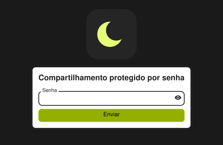 Página de um link público pedindo a senha antes de abrir o arquivo