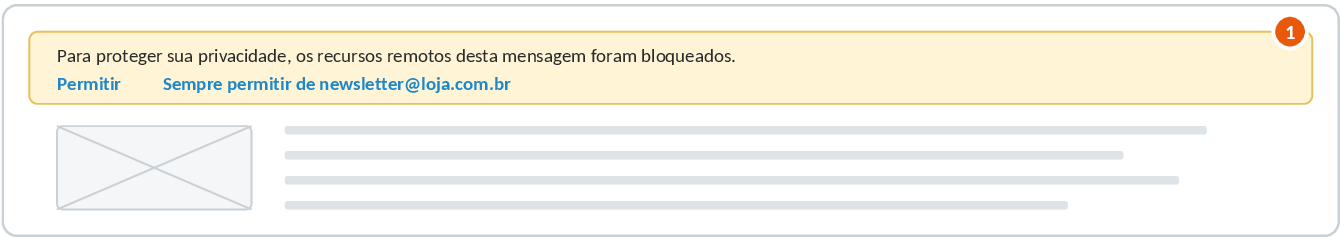 Aviso de conteúdo remoto bloqueado com os links Permitir e Sempre permitir de newsletter@loja.com.br