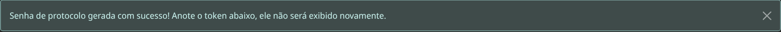 Aviso verde com a nova senha de programas e o alerta de anotar agora