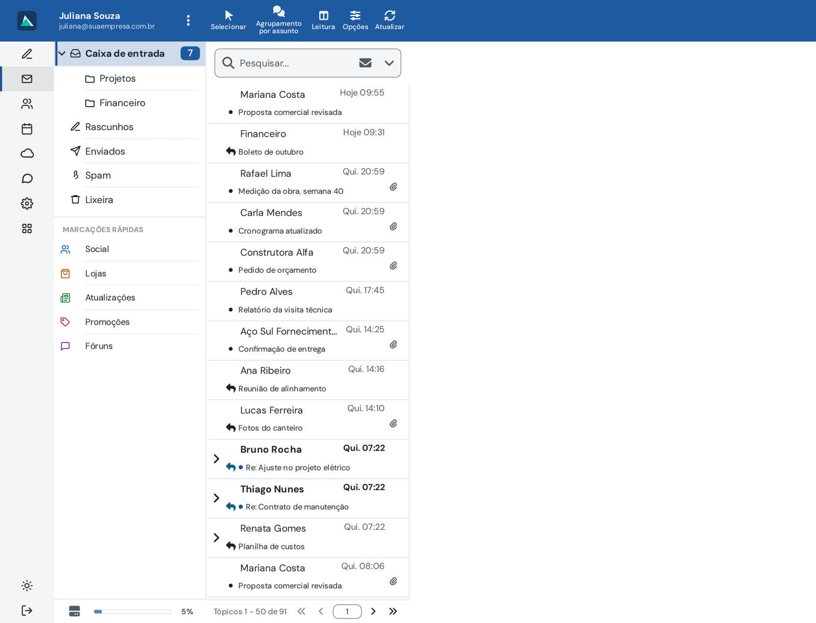 Webmail com o símbolo e a cor de uma revenda de exemplo